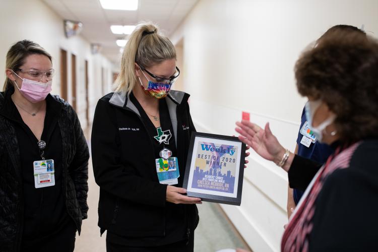 Emergency Department RN Chelsea McBride honored by Fort Worth Weekly for work fighting COVID.
