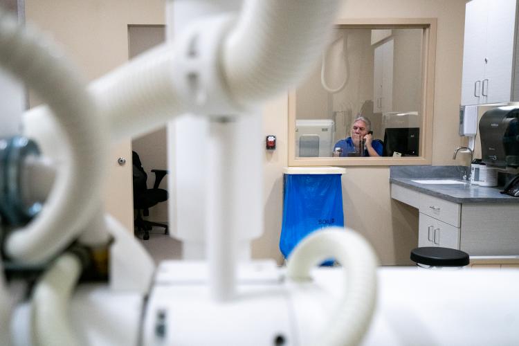 Jon Lawson in the Radiology control room.