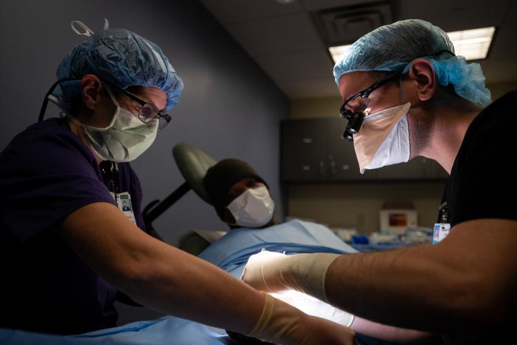 A patient gets carpel tunnel surgery at JPS Health Network.