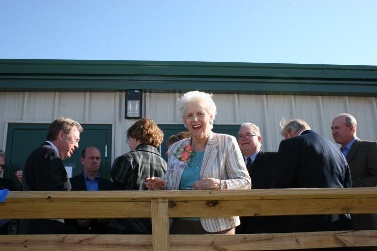 Georgia Kidwell at the dedication of the clinic that bears her name