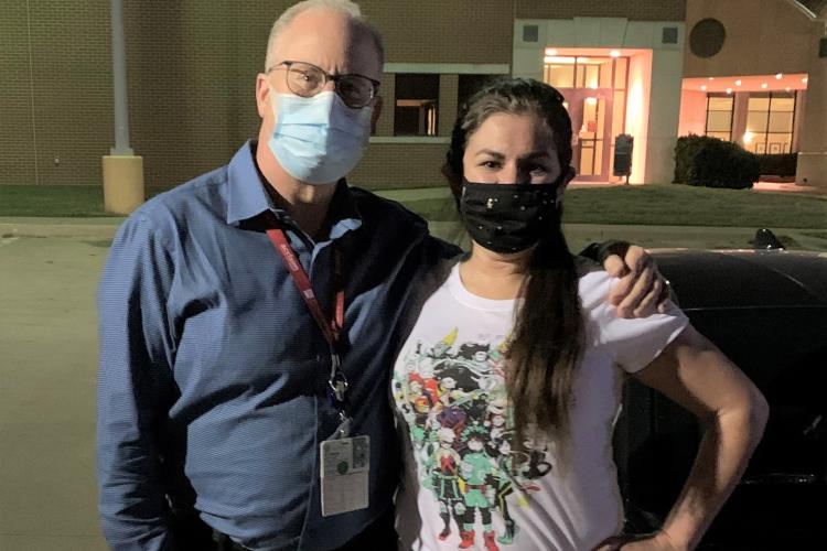 Dr. Rick Miller and patient Savannah Solis at JPS Health Network in Fort Worth, Texas.