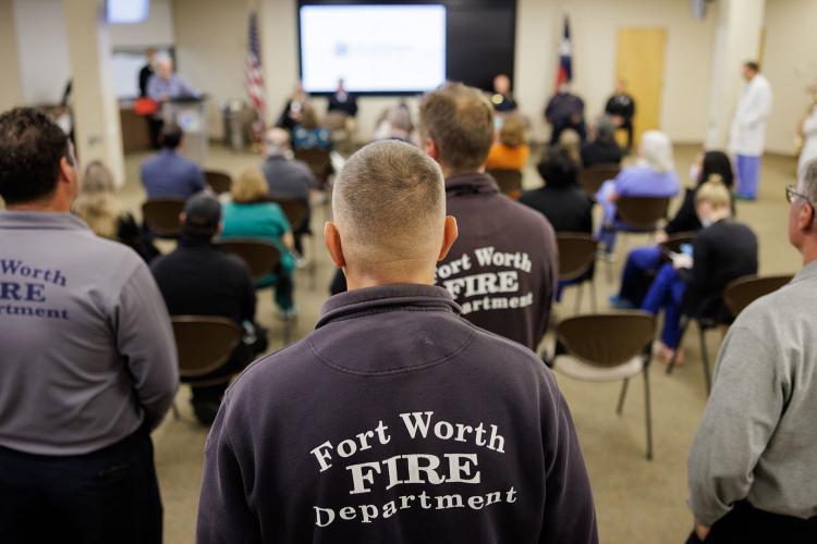 recognized team members of MedStar, Fort Worth Police Department, Fort Worth Fire Department, the JPS ED, OR, SICU, and P5 teams at a Great Save ceremony.