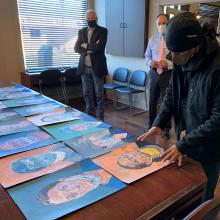 Fort Worth area artist Uno unveils his "Faces of JPS" portraits.