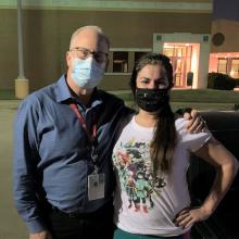 Dr. Rick Miller and patient Savannah Solis at JPS Health Network in Fort Worth, Texas.